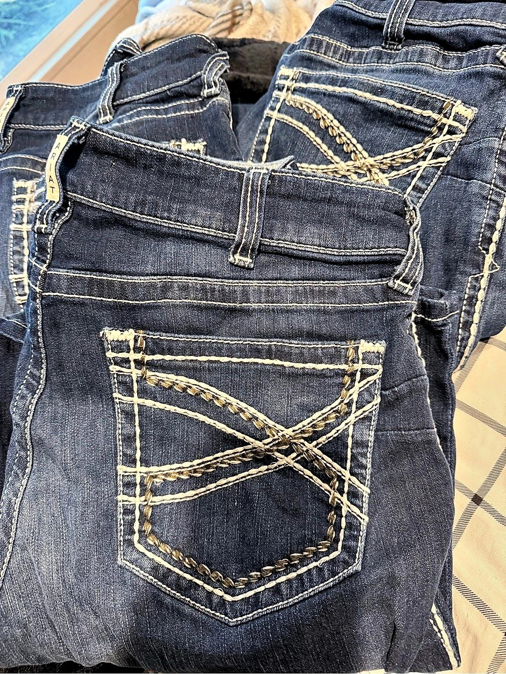 Ariat R.E.A.L. Mid Rise Boot Cut Jeans Blue Waist 34R